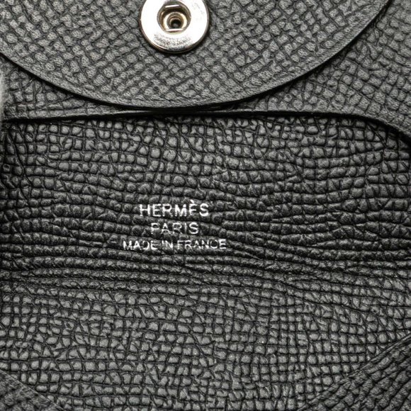 Hermès Bastia Wallet/Coin Case Black Epsom Leather Women's HERMES